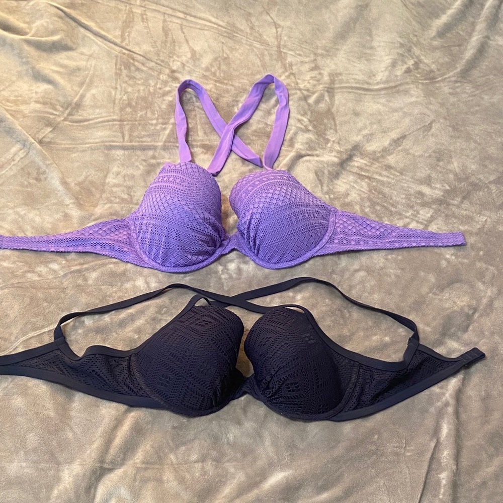 Women’s Aerie Crochet Bikini Tops - Purple and Blue 38DD